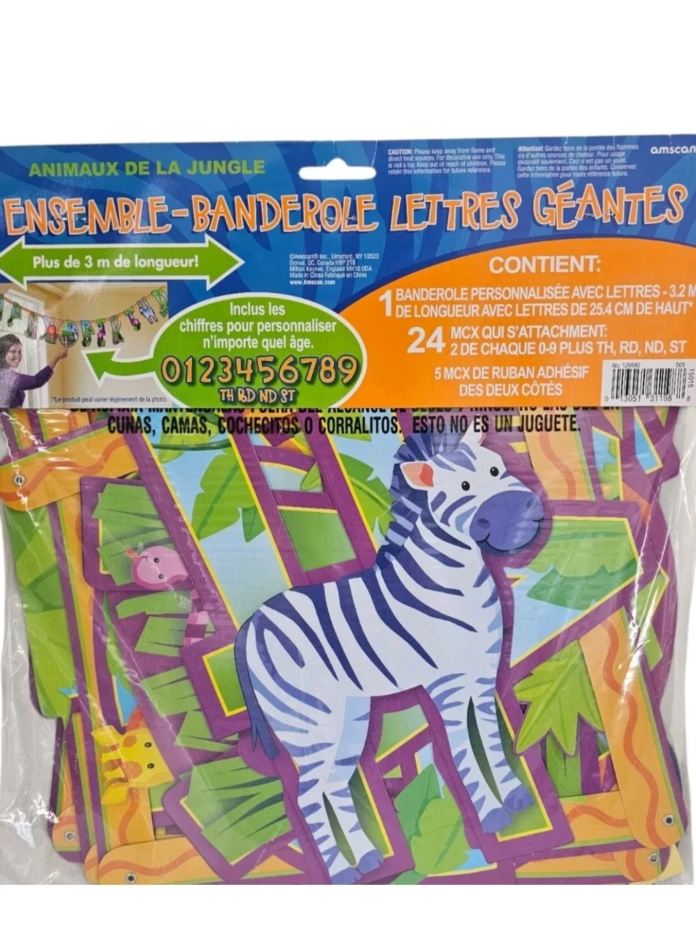 Amscan Jungle Animal Jumbo Letter Banner Age Tablecloth Centerpiece Party Lot